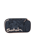 Lieblingstasche Satch pencil case in black with a tropical leaf pattern and light pink zipper details