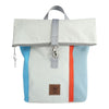 white tarpaulin, light blue, orange