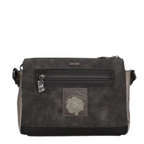 Lieblingstasche cross-body bag in dark grey with a front zipper pocket and decorative embossed logo patch