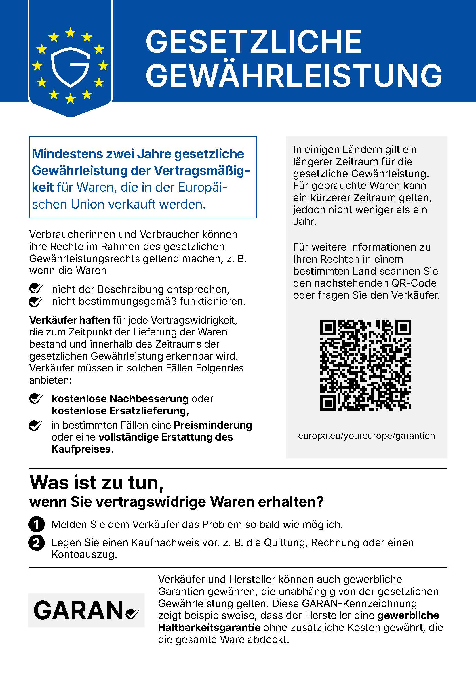 EU-Information zu deinen gesetzlichen Gewährleistungsrechten