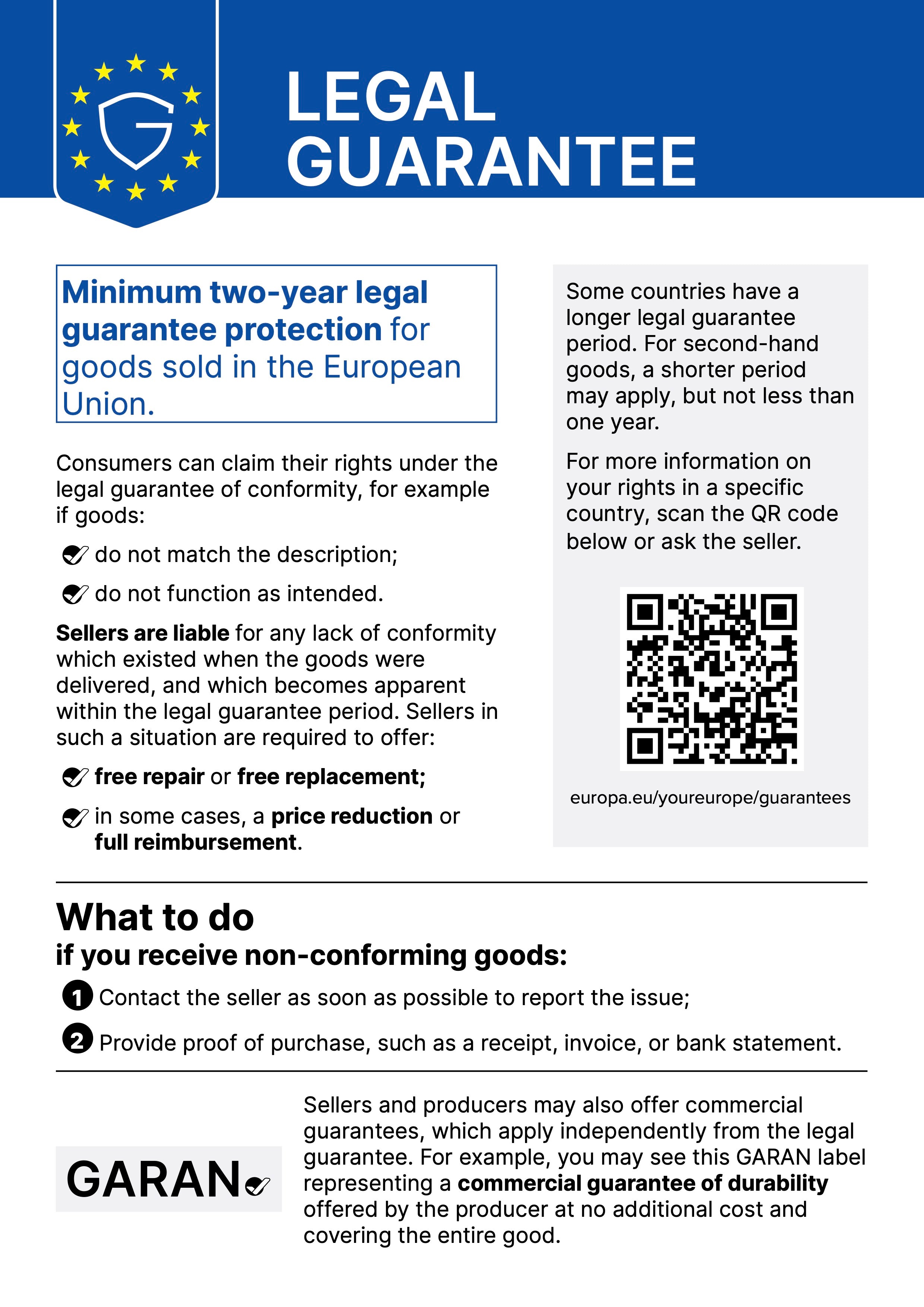 EU notice on the legal guarantee of conformity