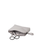Lieblingstasche Physalis light grey leather key pouch with two metal rings and a secure zipper closure