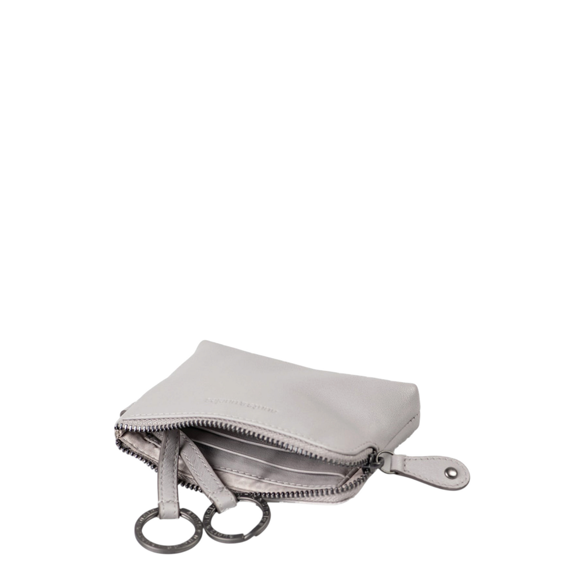 Lieblingstasche Physalis light grey leather key pouch with two metal rings and a secure zipper closure