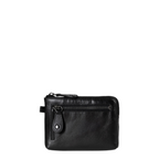 Lieblingstasche Physalis black leather coin purse with a front zippered pocket and metal hardware