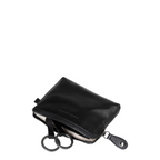 Lieblingstasche Physalis black leather key pouch with a zipper closure and two metal key rings