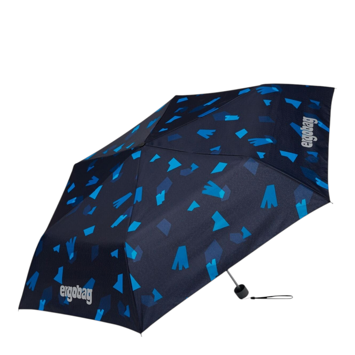 Lieblingstasche Affenzahn children's umbrella in dark blue with light blue geometric patterns and reflective details
