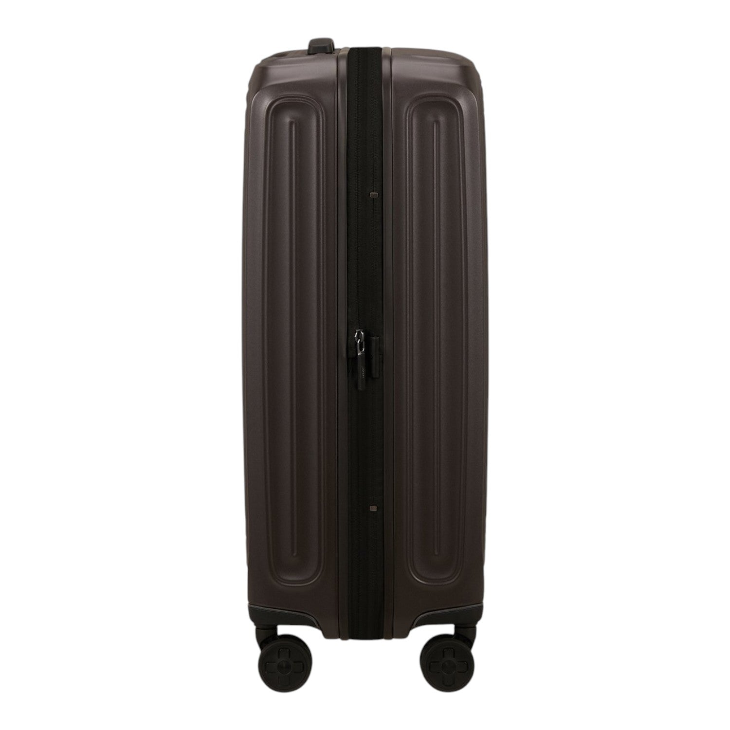 Lieblingstasche 2WANDER dark brown hardshell spinner suitcase with vertical grooves and four wheels