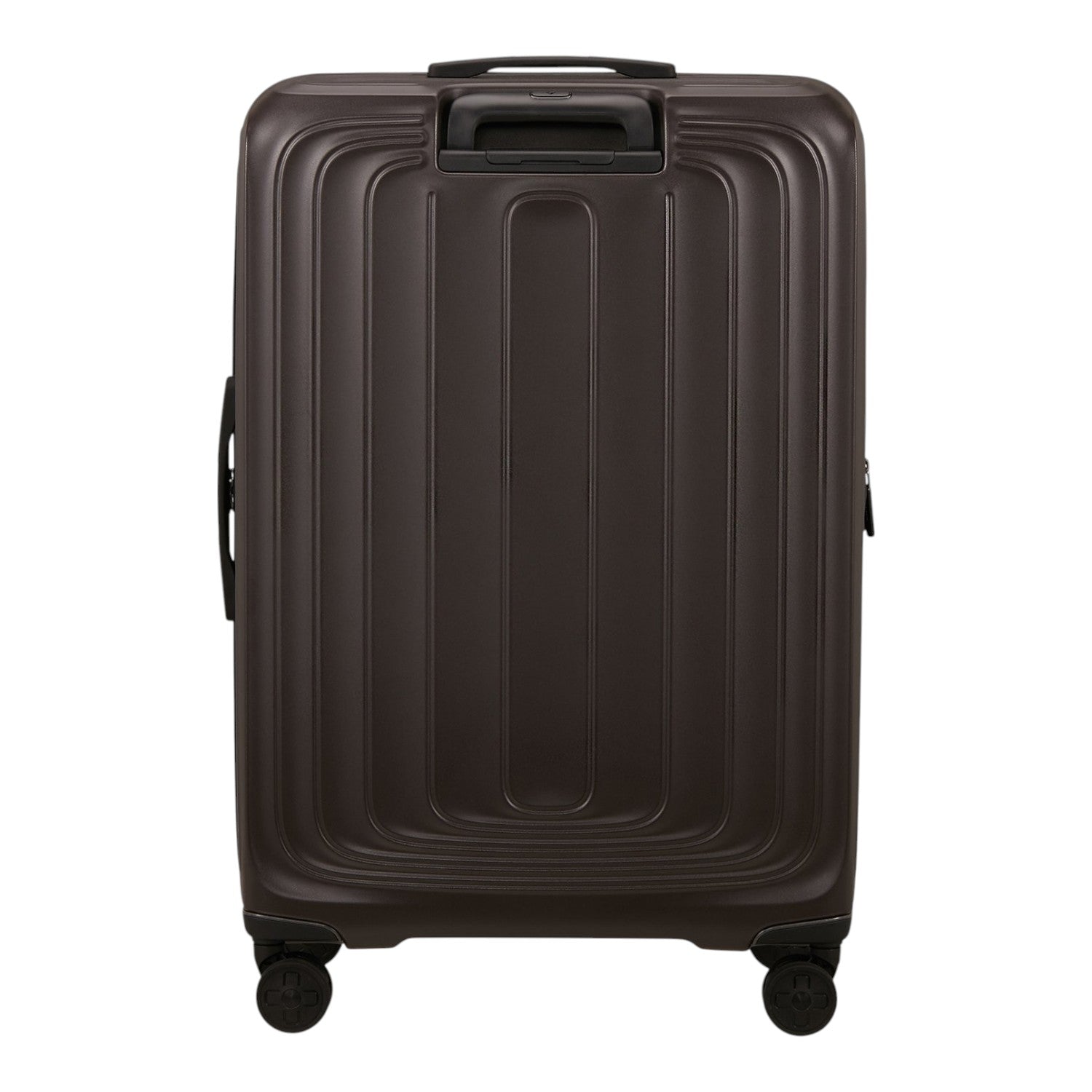 Lieblingstasche 2WANDER dark brown expandable spinner suitcase with a hard shell and four wheels