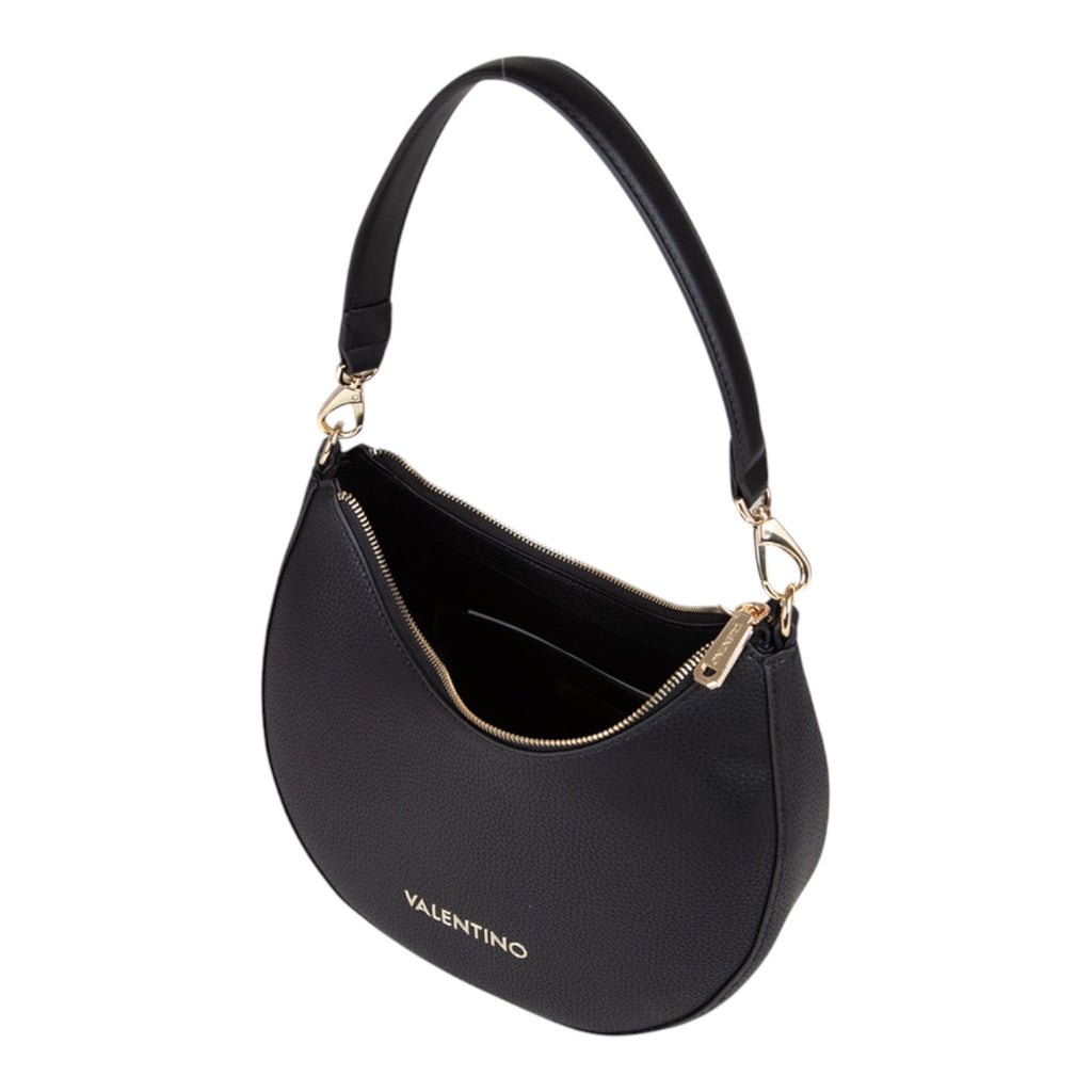 Lieblingstasche Alexia black pebbled leather hobo bag with gold hardware and zip closure.