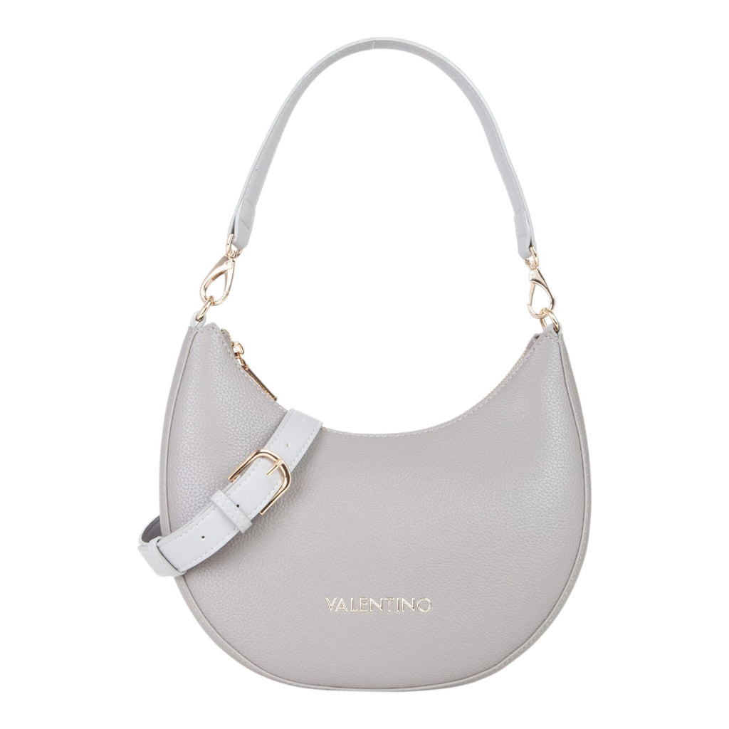Lieblingstasche Alexia grey pebbled leather hobo bag with gold hardware and adjustable strap.