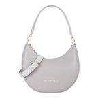 Lieblingstasche Alexia grey pebbled leather hobo bag with gold hardware and adjustable strap.