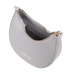 Lieblingstasche Alexia grey pebbled leather hobo bag with gold hardware and zip closure.