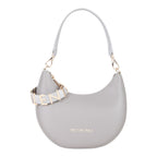 Lieblingstasche Alexia grey leather hobo bag with gold chain detail and logo.
