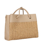 Lieblingstasche Alexia Summer tote bag in beige straw and leather with top handles.