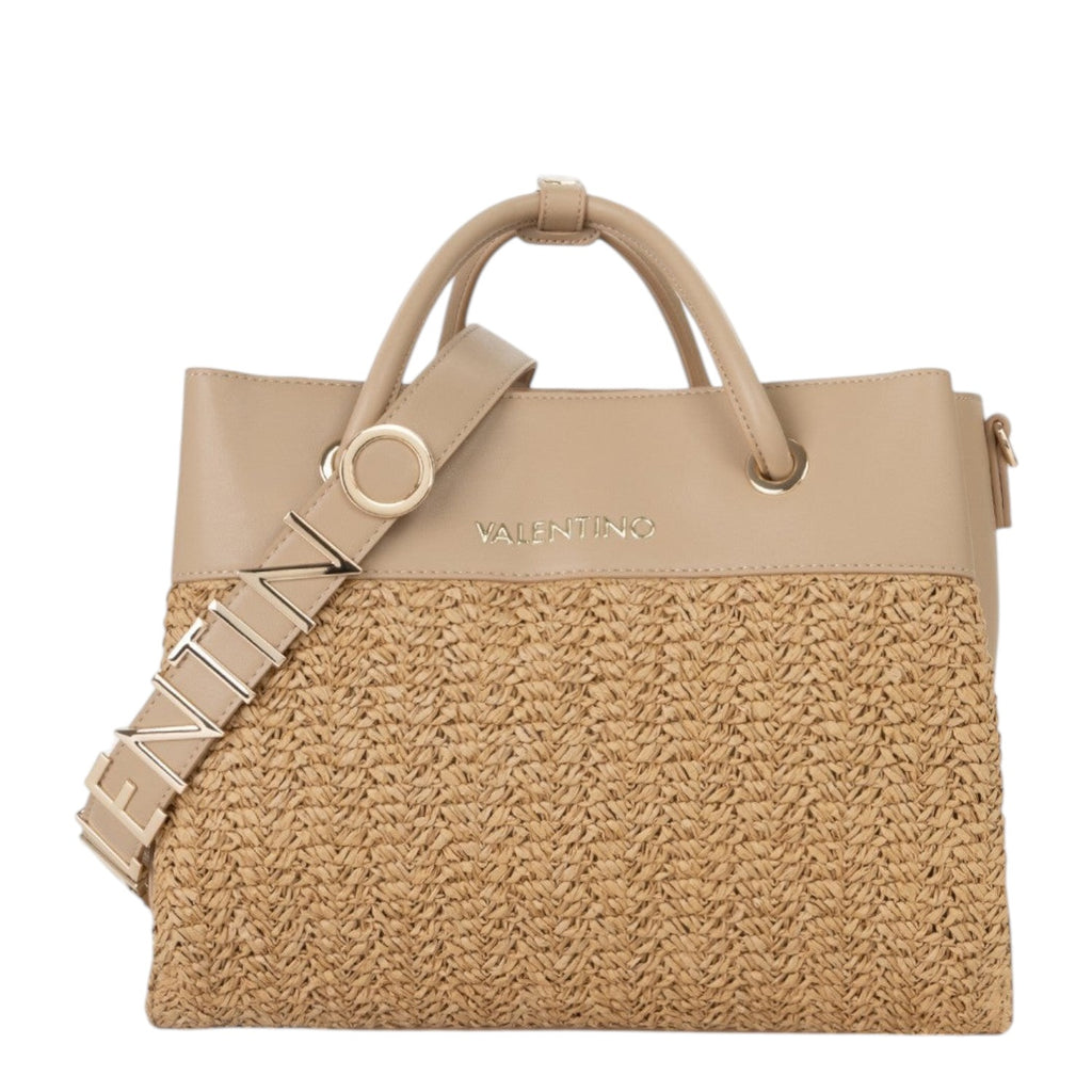 Lieblingstasche Alexia Summer tote bag in beige straw and leather with adjustable strap and gold hardware.