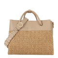 Lieblingstasche Alexia Summer tote bag in beige straw and leather with adjustable strap and gold hardware.