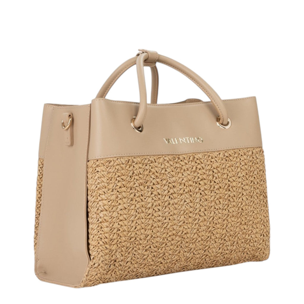 Lieblingstasche Alexia Summer tote bag in beige leather and woven straw with top handles and gold hardware.