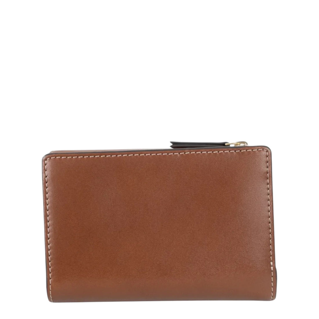 Lieblingstasche Alice Geldbörse M 15CS in brown leather with white contrast stitching and a side zipper closure