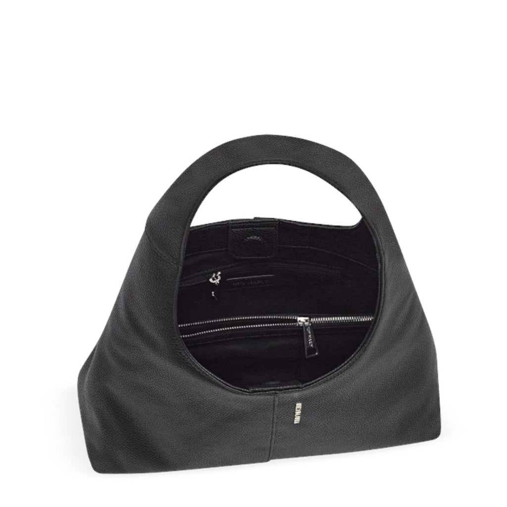 Lieblingstasche Alltime Lover M black leather hobo bag with a top handle and zippered interior compartment