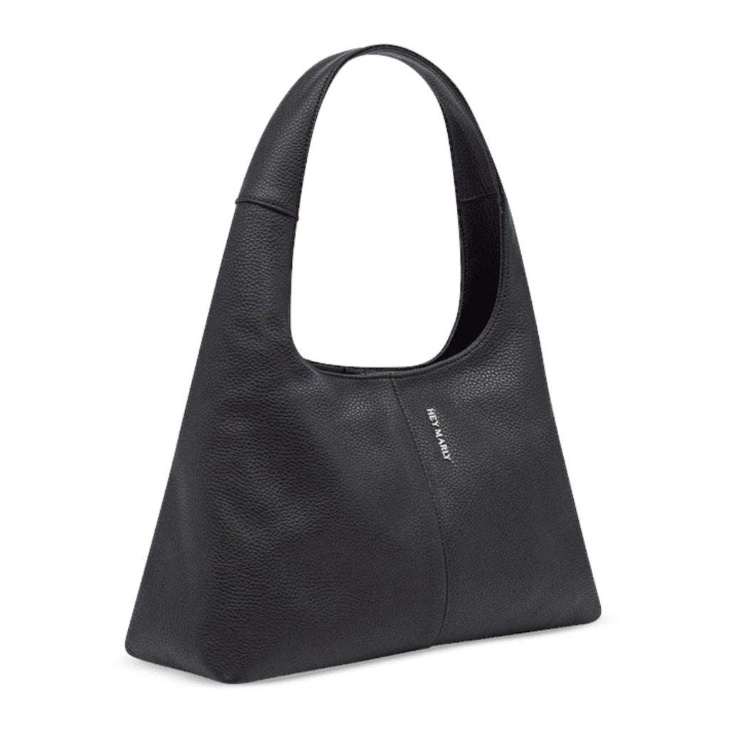 Lieblingstasche Alltime Lover M black pebbled leather hobo bag with a minimalist design and shoulder strap