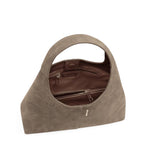 Lieblingstasche Alltime Lover ReSuede M taupe suede hobo bag with top handle and interior zipper pocket