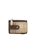 Lieblingstasche Anekke card holder in beige and brown with textured faux leather and gold metal logo detail