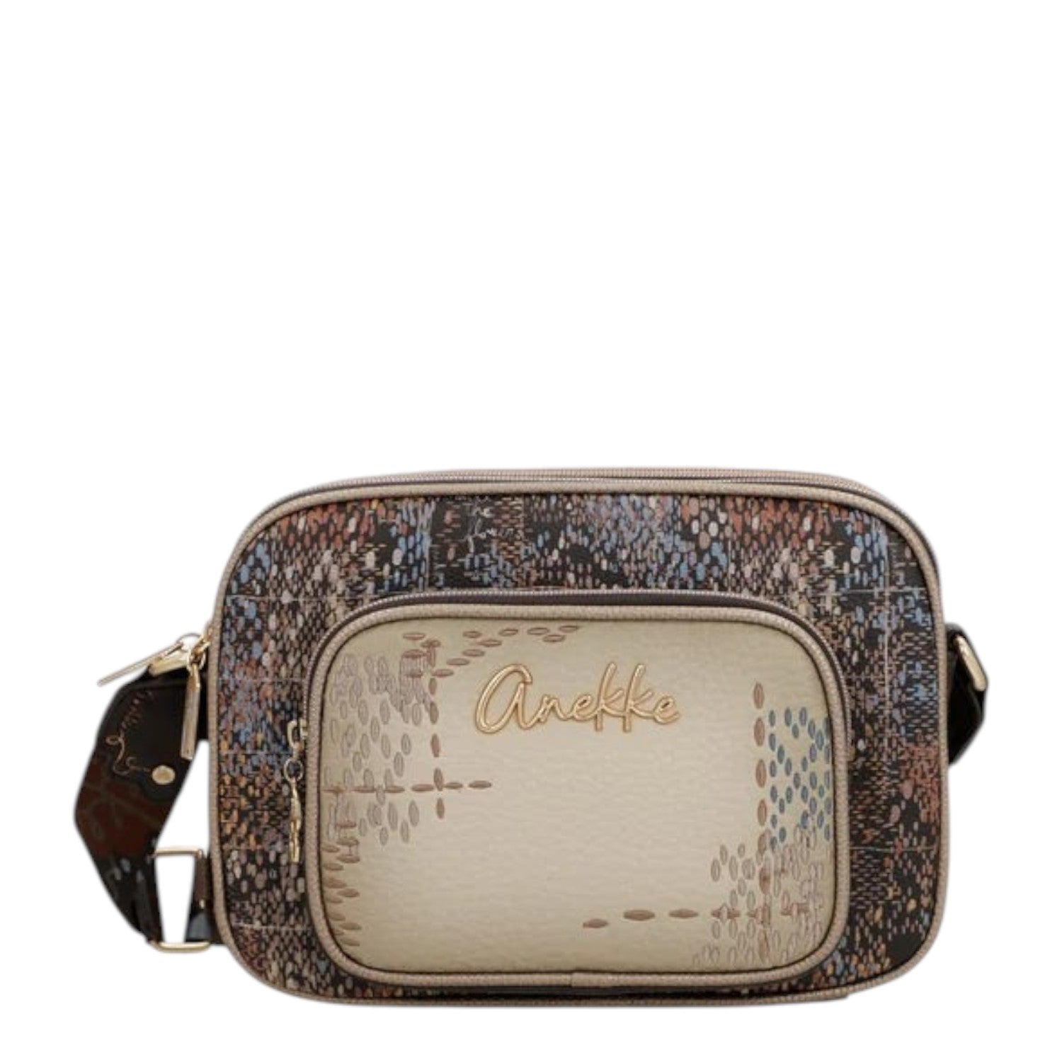 Lieblingstasche Anekke cross-body bag in beige and brown with a patterned print and gold logo detail