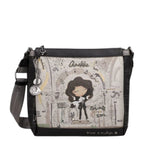 Lieblingstasche Anekke cross-body bag featuring a whimsical musical illustration, black trim, and adjustable strap.
