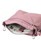 Lieblingstasche Aoki RE lite dusty pink crossbody bag with open zippered main compartment and internal laptop sleeve