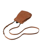 Lieblingstasche aunts & uncles Mrs. Sugar Pop vintage brown leather crossbody bag with clip closure and shoulder strap