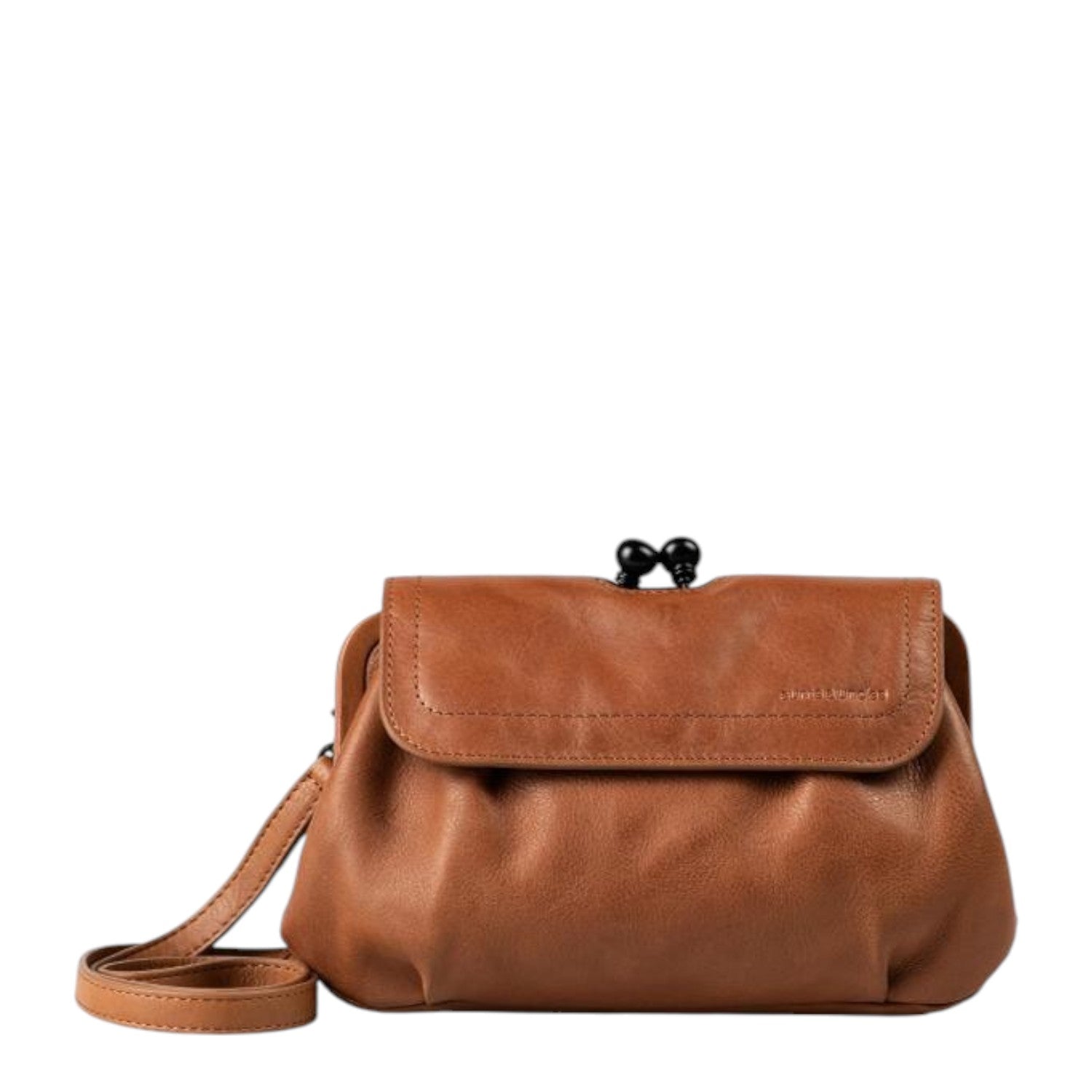 Lieblingstasche aunts & uncles Mrs. Whoopie Pie brown leather crossbody bag with flap and clip closure