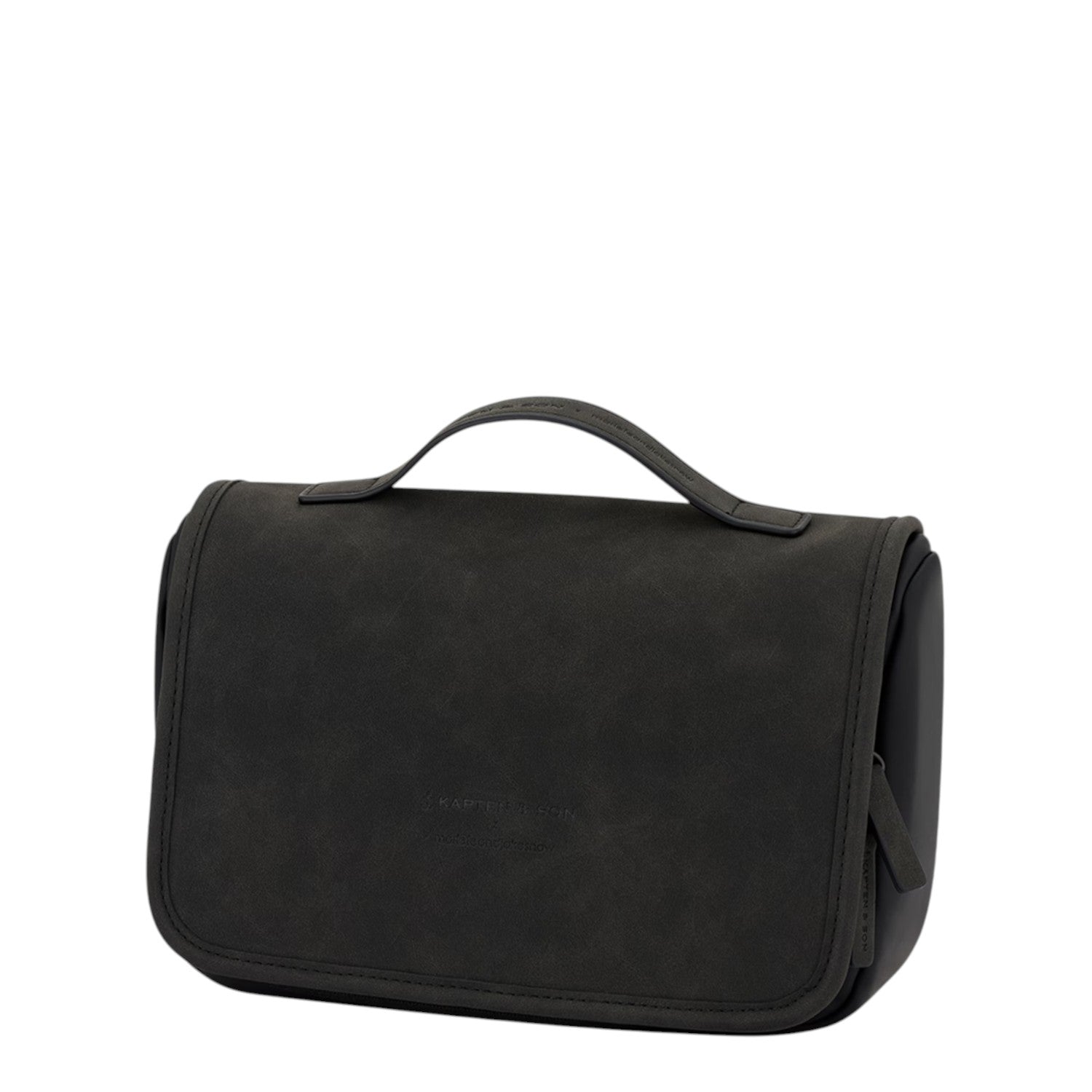 Lieblingstasche Bali washbag in matte black vegan leather with a top handle and minimalist design