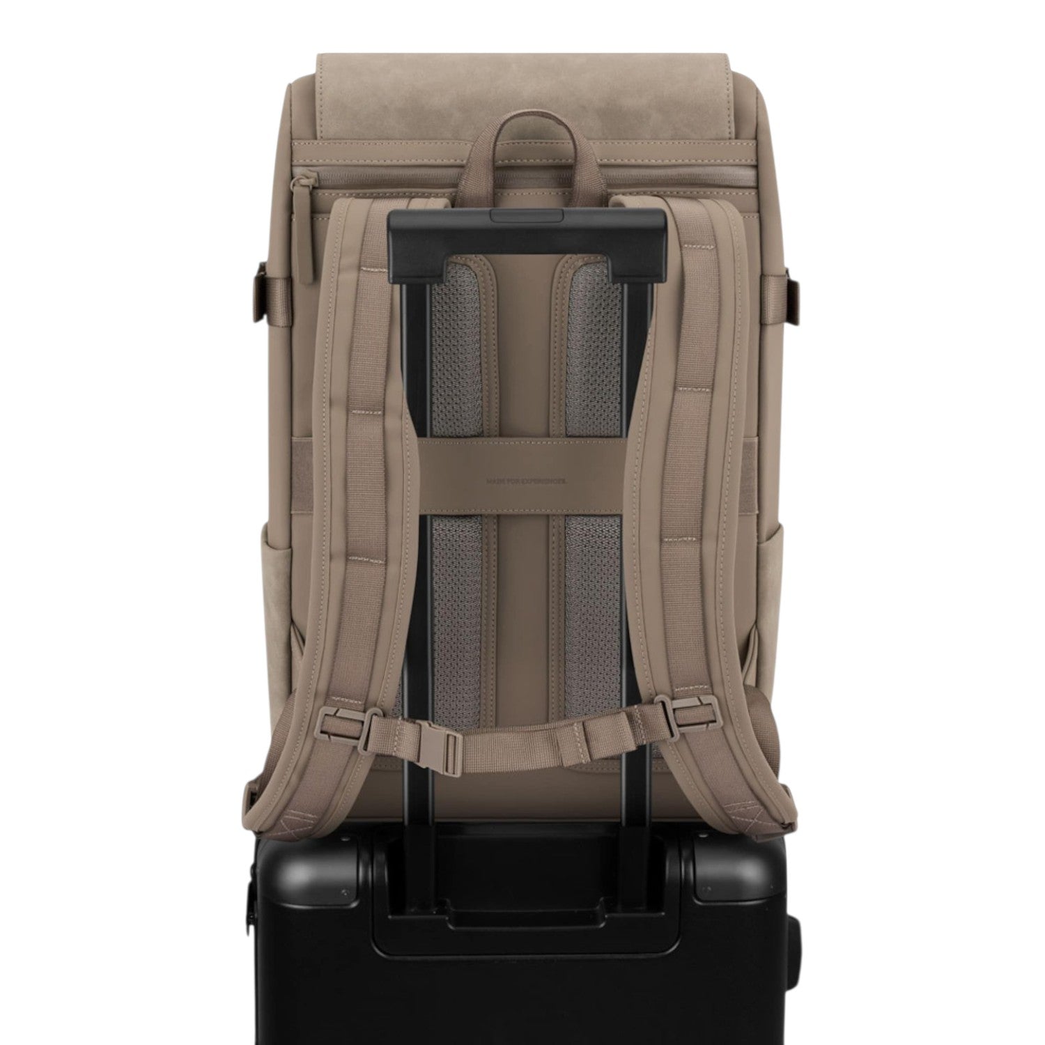 Lieblingstasche Bali Pro taupe backpack with padded straps and trolley sleeve, designed for travel.