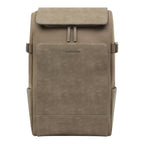 Lieblingstasche Bali Pro taupe faux leather backpack with front zip pocket and side pockets.