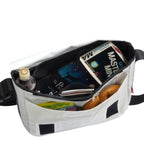 Lieblingstasche Barkasse Mini messenger bag made from white recycled sailcloth with interior storage compartments