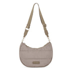 Lieblingstasche Lifetime Buddy S beige quilted nylon hobo bag with adjustable branded shoulder strap
