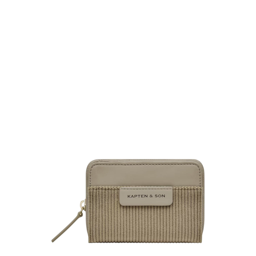 Lieblingstasche Bergen Pro small beige corduroy wallet with zipper coin pocket and card slots