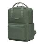 Lieblingstasche Bergen Pro backpack in olive green with a minimalist design, top handles, and front zip pocket.