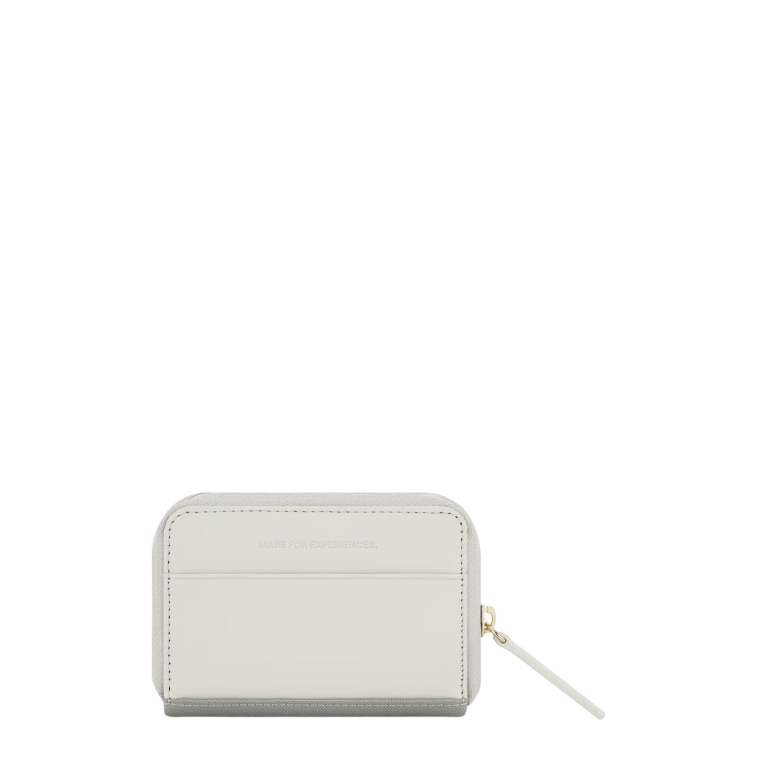 Lieblingstasche Bergen Pro small wallet in off-white and grey with a zip closure and embossed text detail