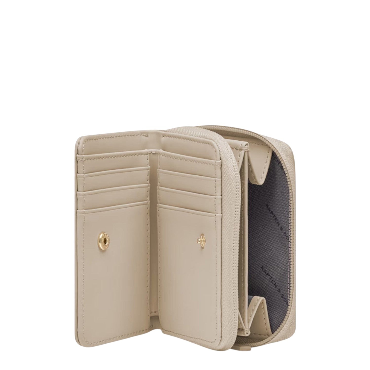 Lieblingstasche Bergen Pro Wallet Small in beige corduroy with card slots, snap button closure, and zip coin pocket.