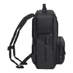 Lieblingstasche Bergen Ultra black backpack shown from the side with padded straps and multiple zippered compartments