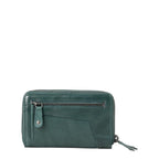 Lieblingstasche Betty dark green leather wallet with a zippered exterior pocket and zip-around closure.