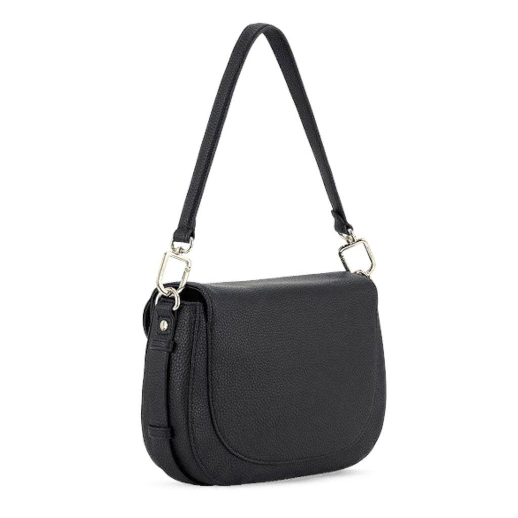 Lieblingstasche Big Sister black pebbled leather shoulder bag with silver hardware and a flap closure