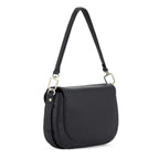 Lieblingstasche Big Sister black pebbled leather shoulder bag with silver hardware and a flap closure