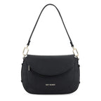 Lieblingstasche Big Sister black pebbled leather shoulder bag with gold hardware and curved flap closure