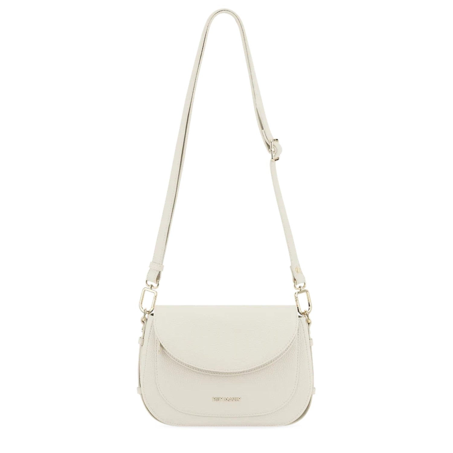 Lieblingstasche Big Sister off-white leather crossbody bag with a curved flap and adjustable shoulder strap