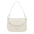 Lieblingstasche Big Sister off-white pebbled leather shoulder bag with silver hardware and curved flap closure