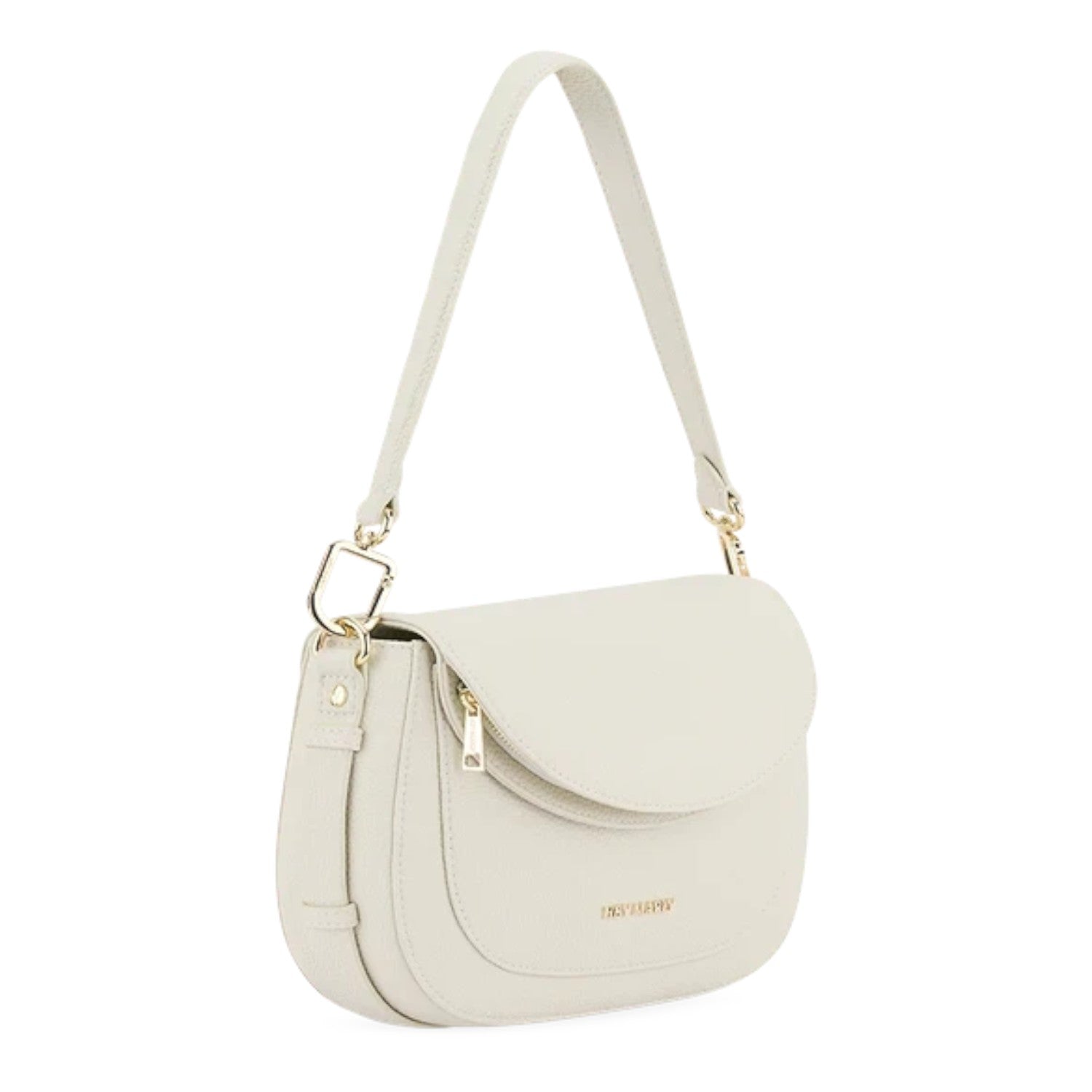 Lieblingstasche Big Sister off-white leather shoulder bag with gold hardware and a curved flap closure