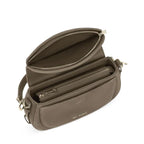 Lieblingstasche Big Sister Suede taupe leather handbag with open top and interior zip compartments
