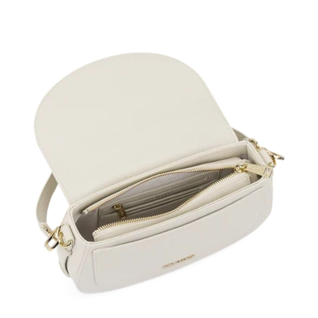 Lieblingstasche Big Sister off-white leather crossbody bag with open flap and interior zip pocket